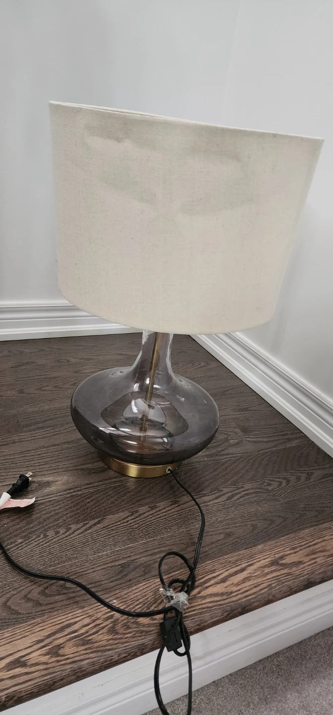 Glass Table Lamp with Fabric Shade