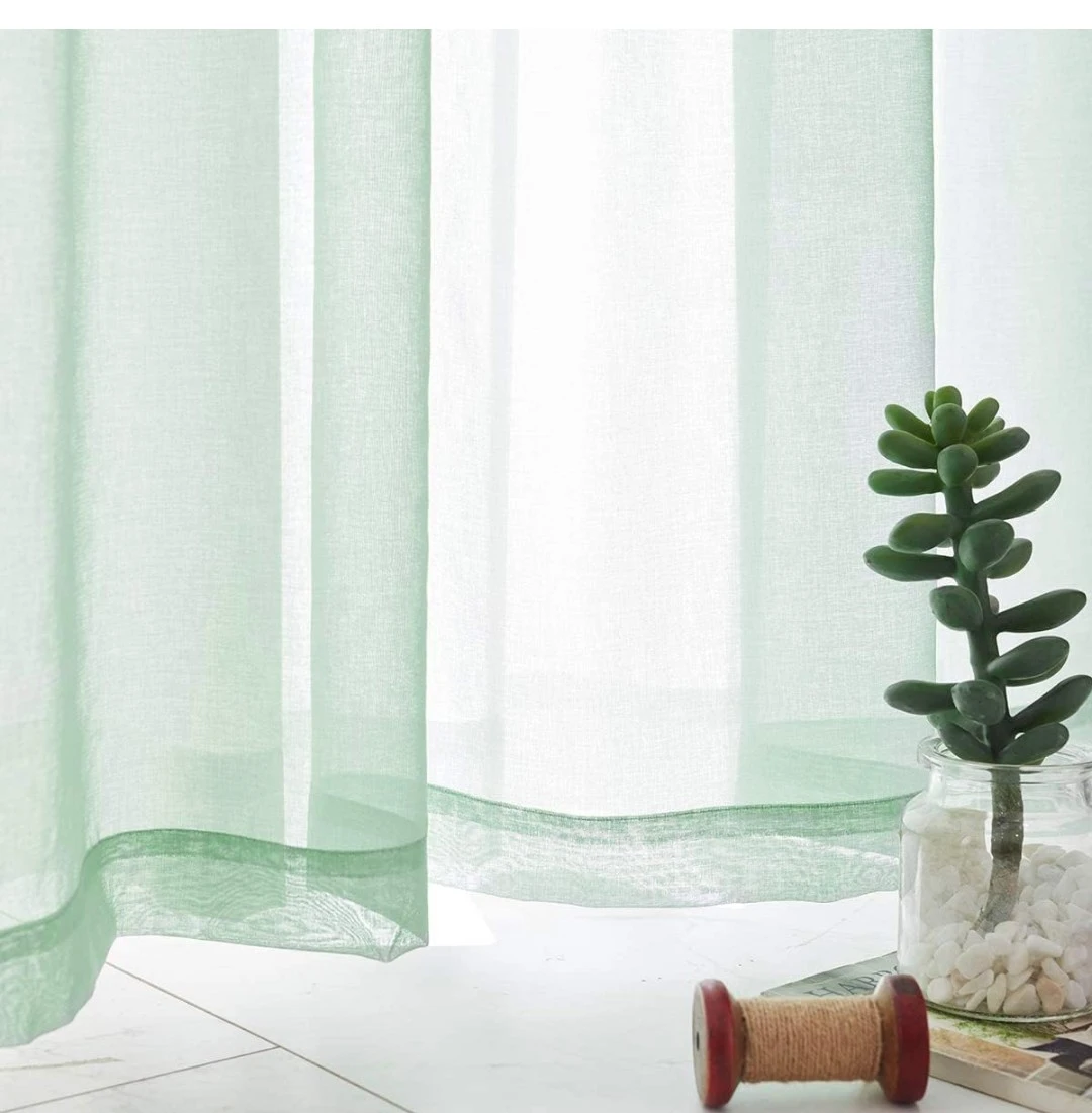 TOAVA DECO Sheer Curtains - Light Green - photo 2