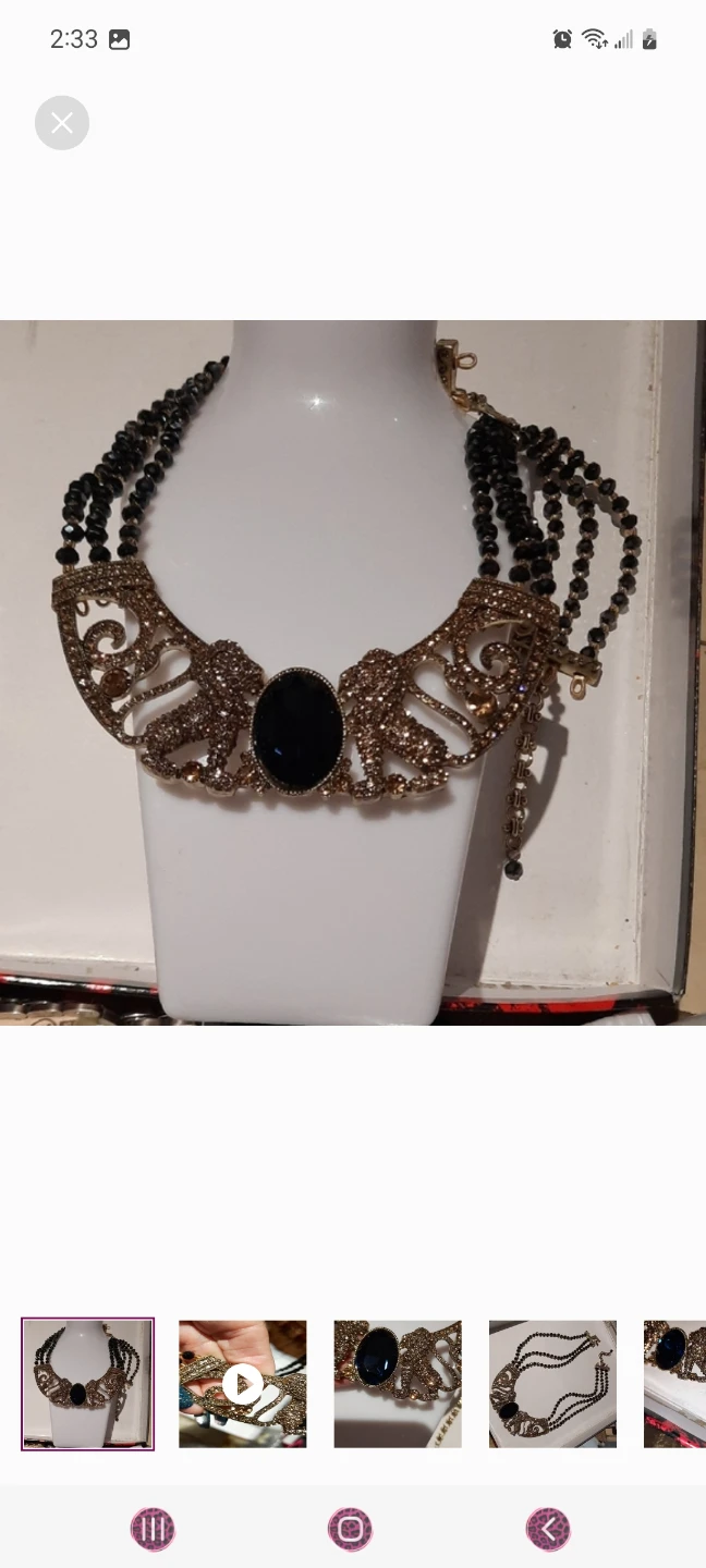 Vintage Victorian style necklace collar blue stone