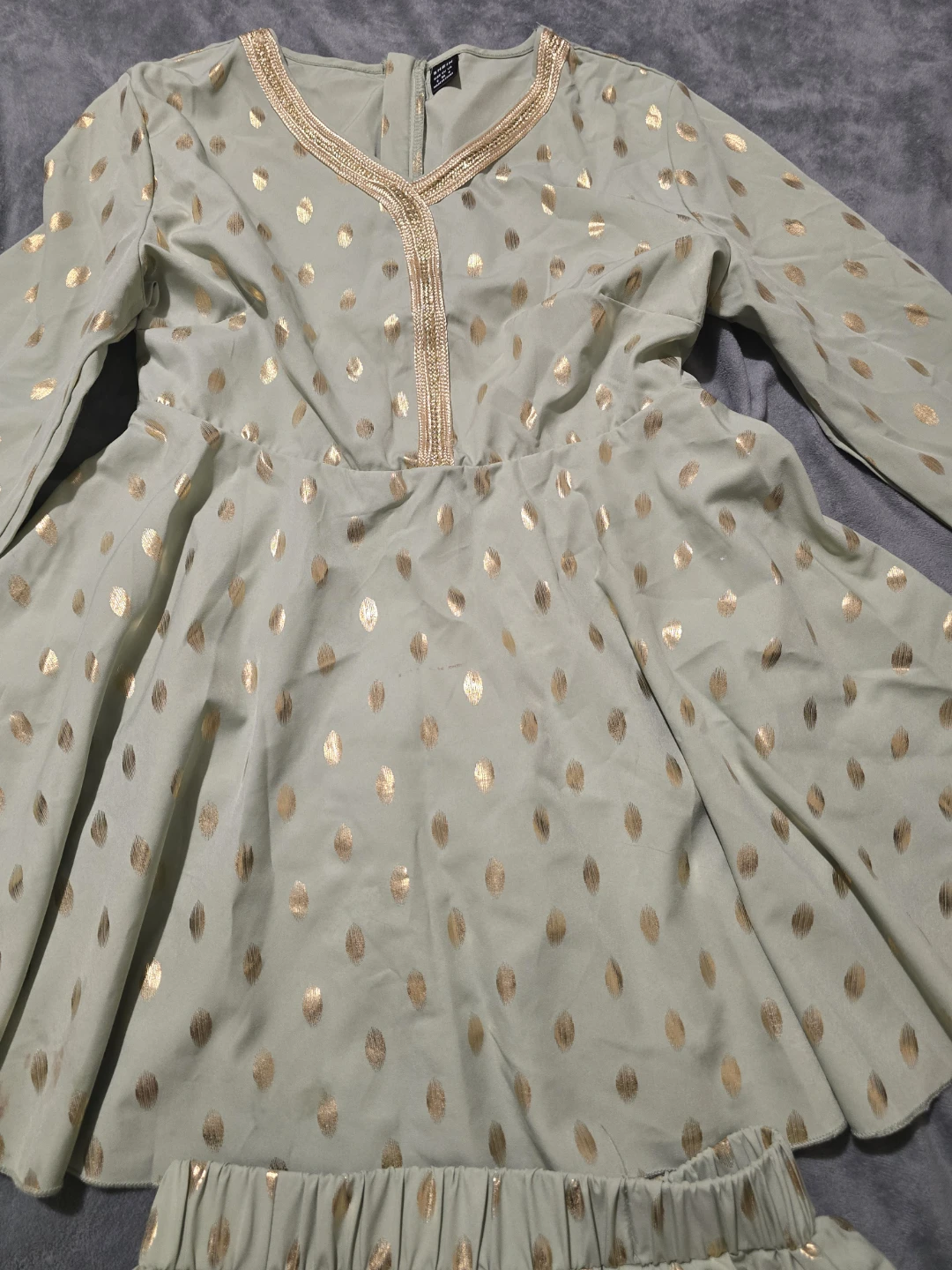 Light Green Polka Dot Dress and Skirt Set - photo 2