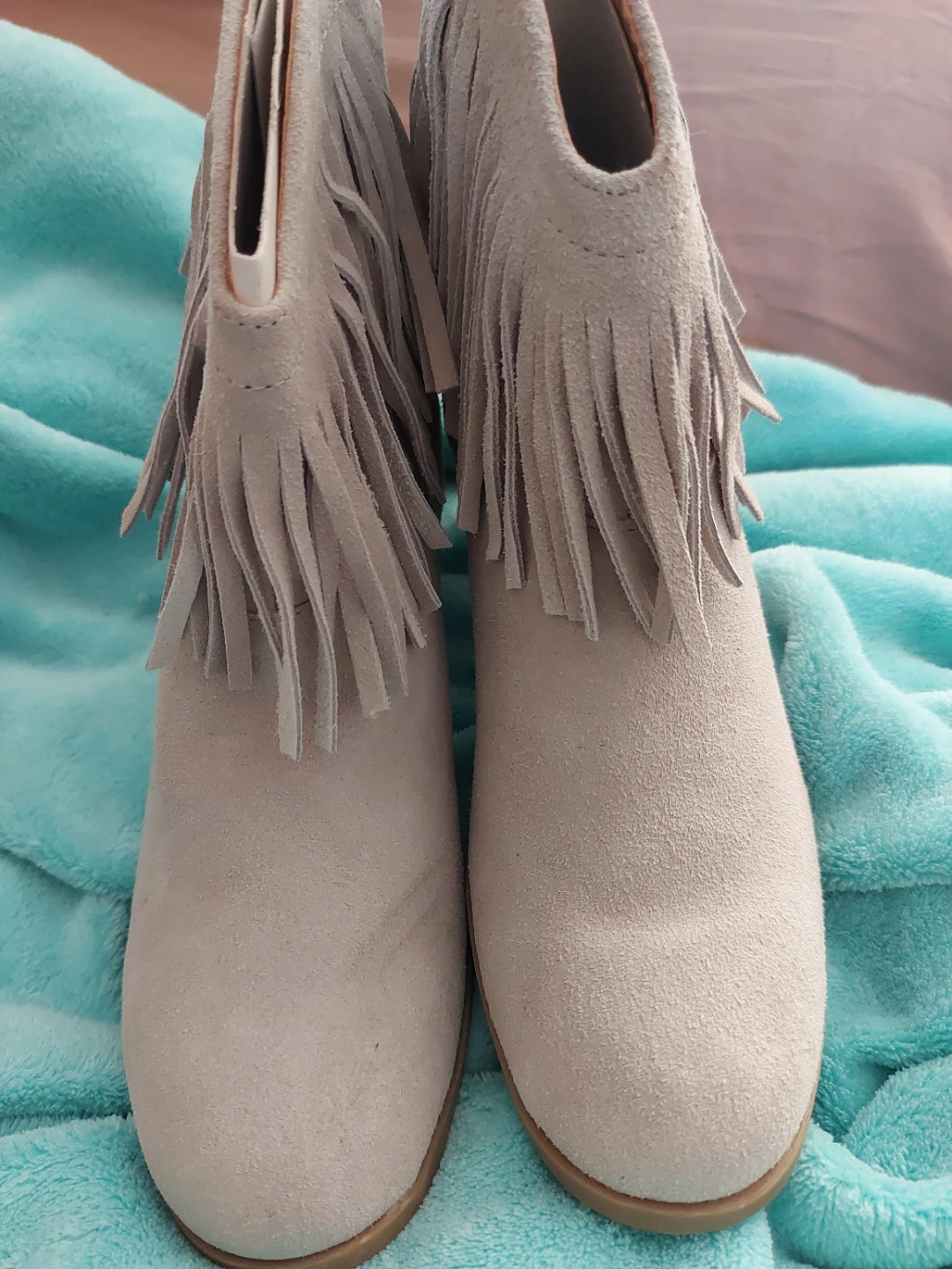 Fringe Ankle Boots - Size 8