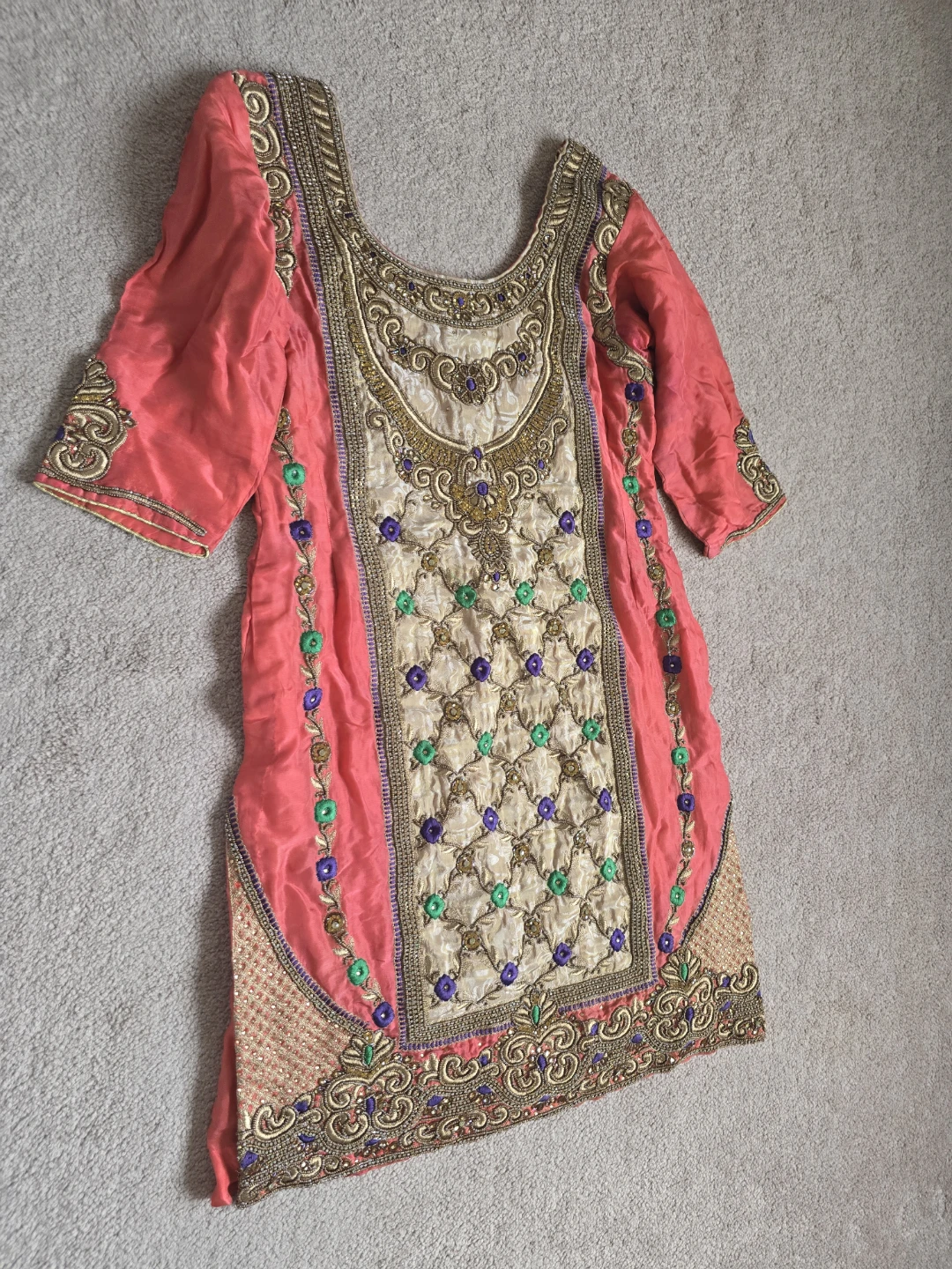 Embroidered Kurti - Pink and Gold