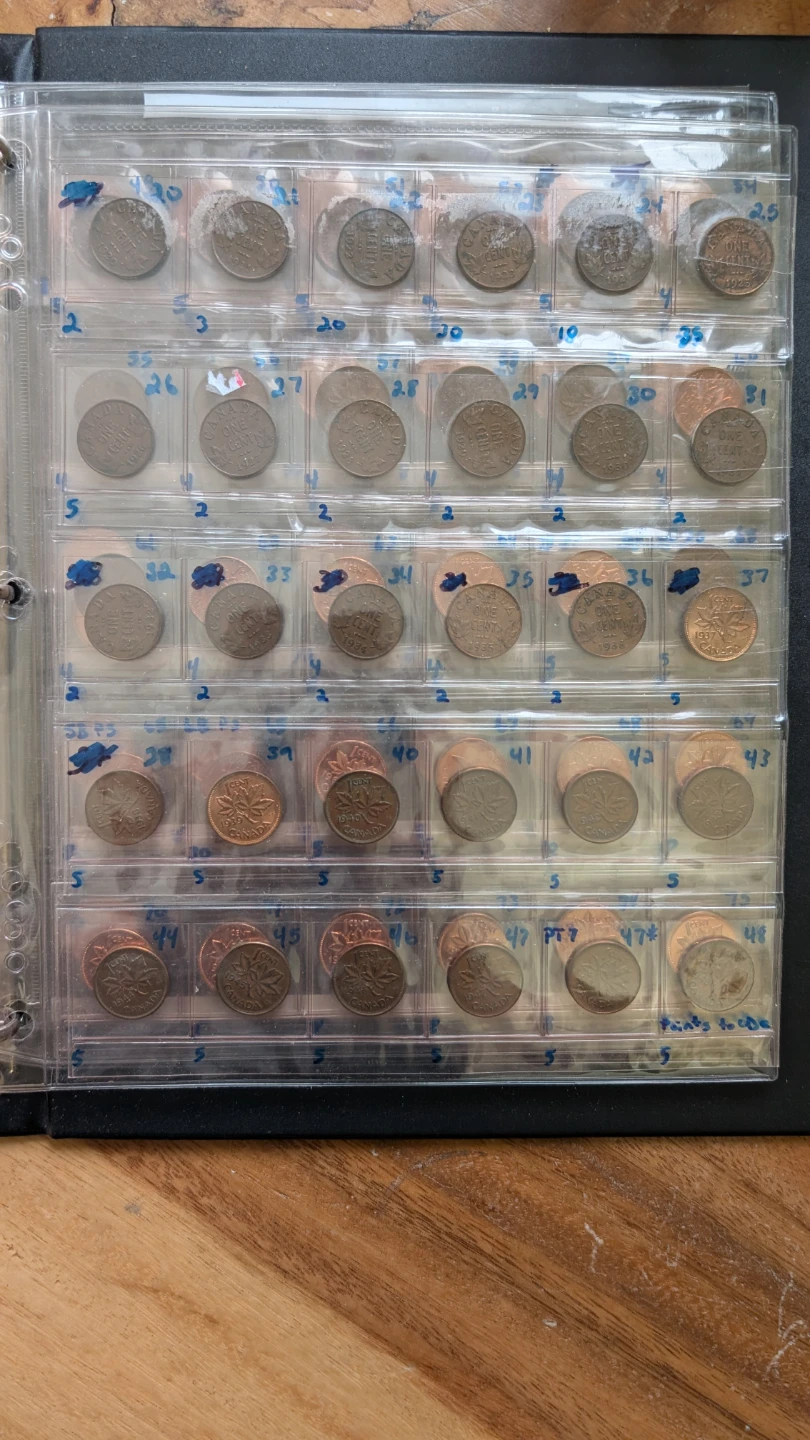 Binder of Collectible Canadian Pennies ranging from 1920-2012