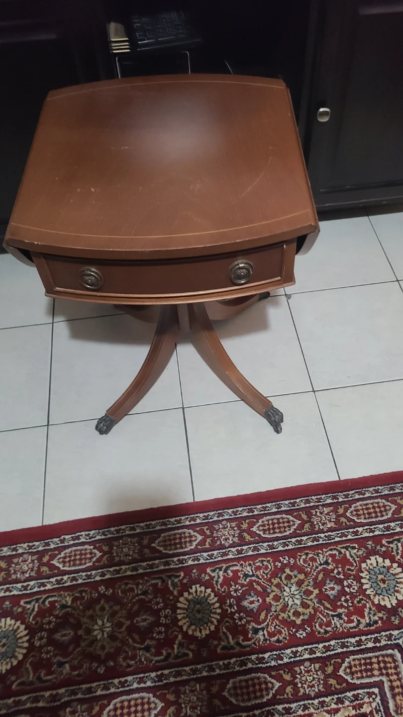 Vintage Wooden Side Table with Drawer - photo 4
