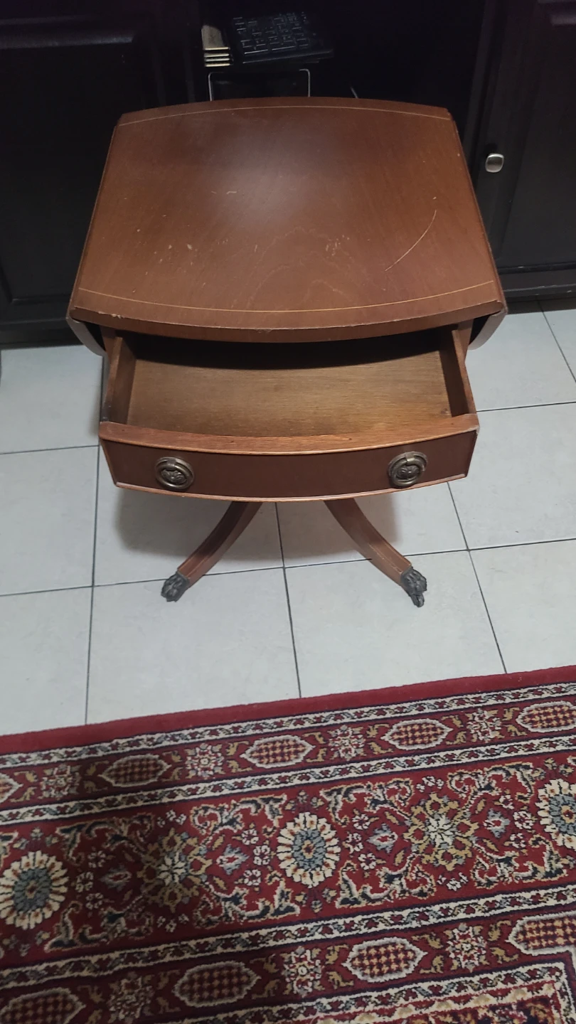 Vintage Wooden Side Table with Drawer - photo 5