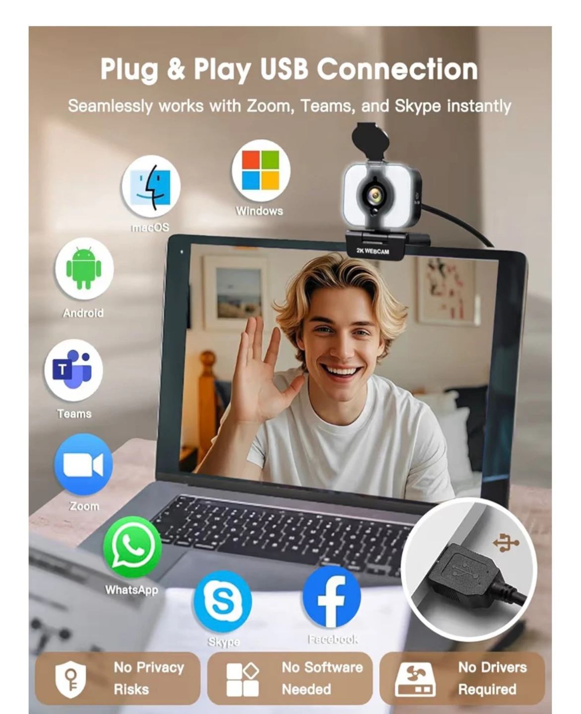2K Webcam with USB Plug & Play - photo 2