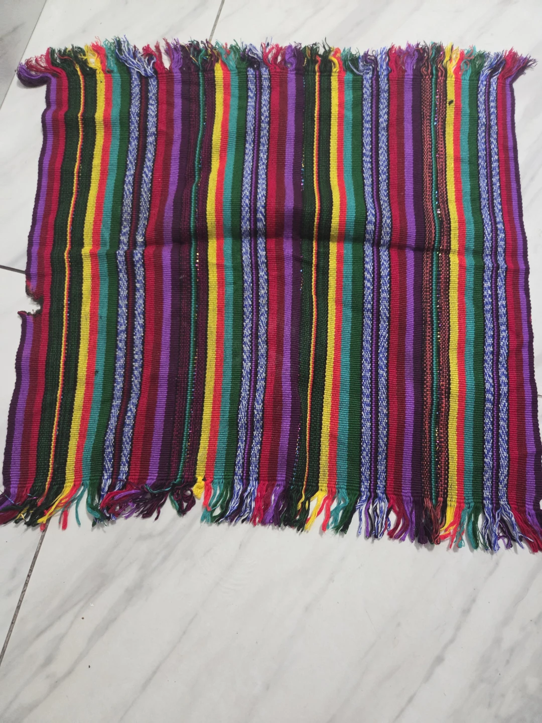 Woven Striped Table Runner with Fringe