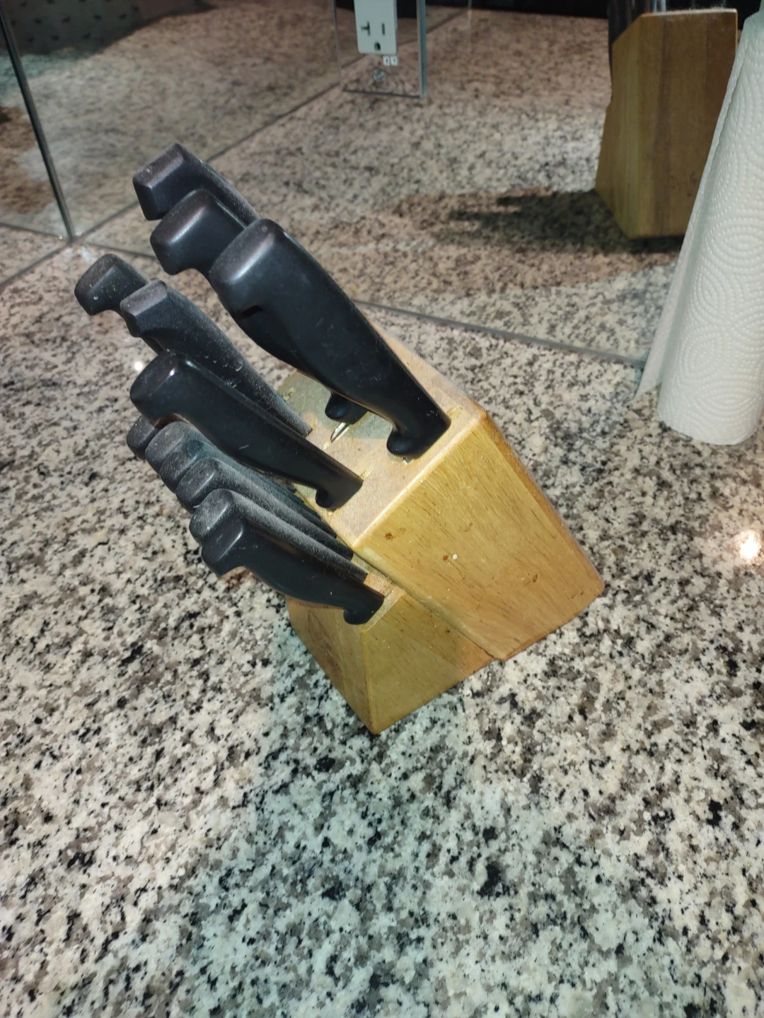 Knife Block Set with Black Handle Knives