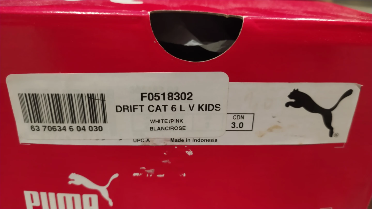 Puma Drift Cat 6 L V Kids Shoes White/Pink CDN Size 3 - photo 3