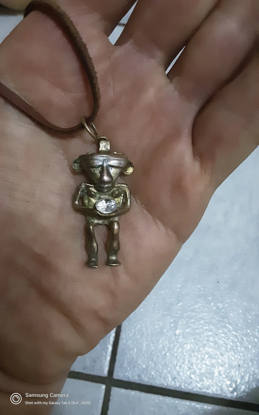 Vintage Figurine Pendant with Crystal 18 k gold plated Maya  .