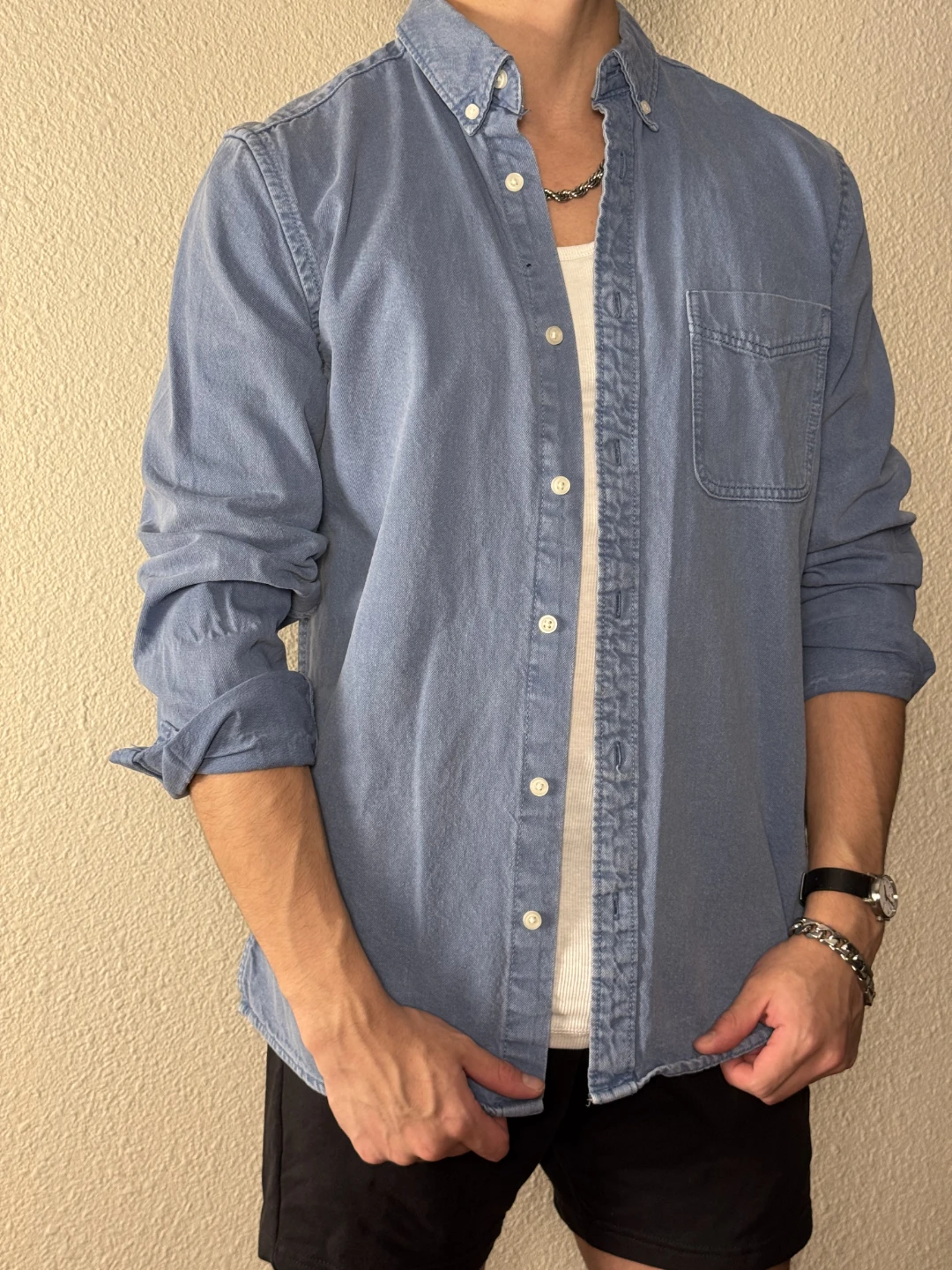 Blue Denim Button-Up Shirt
