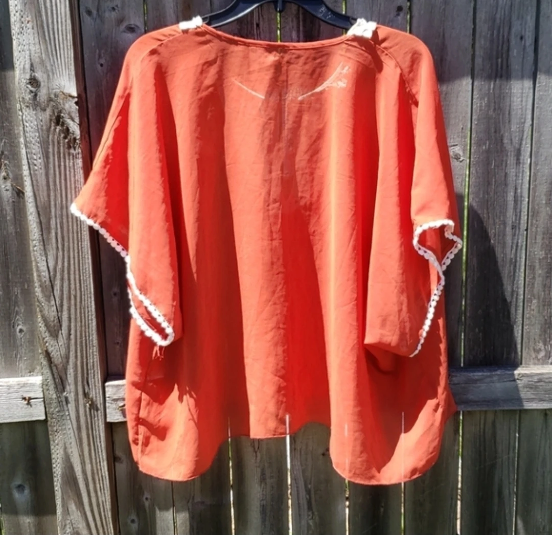 Orange Kaftan Top with Lace Trim - photo 3