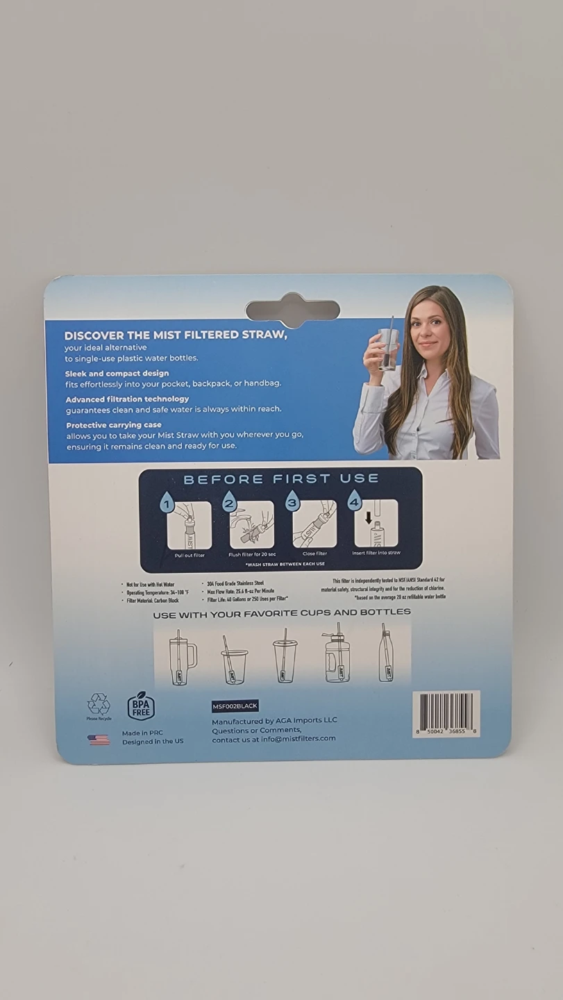 Collapsible Water Filter Straw Stainless Steel Reusable Travel - photo 2