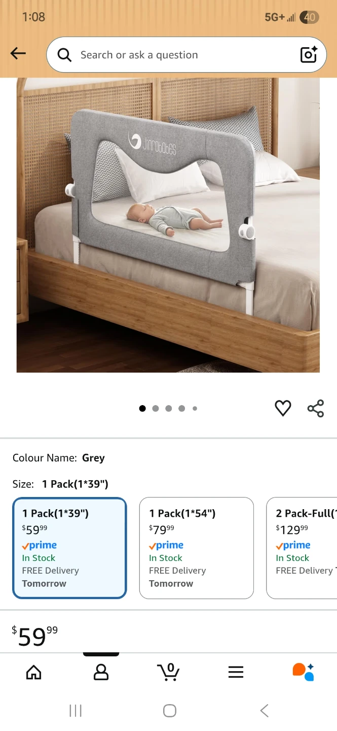 Jinrobabes Baby Bed Rail - Grey, 1 Pack (39") - photo 4