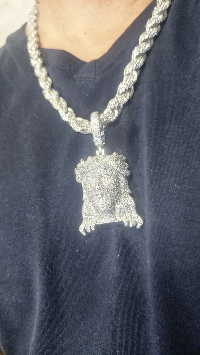 Jesus Piece Pendant with Rope Chain Necklace