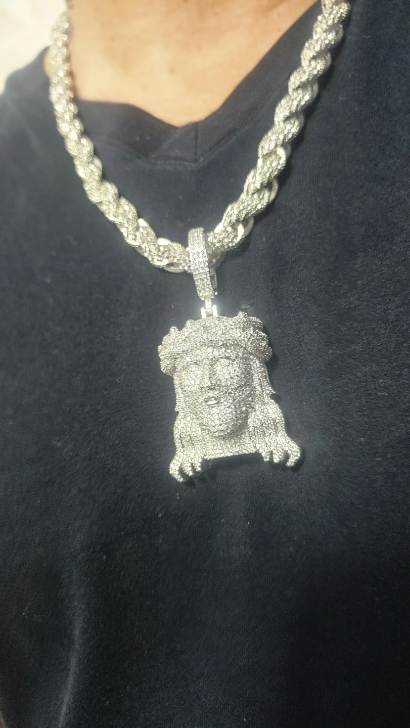 Jesus Piece Pendant with Rope Chain Necklace - photo 3