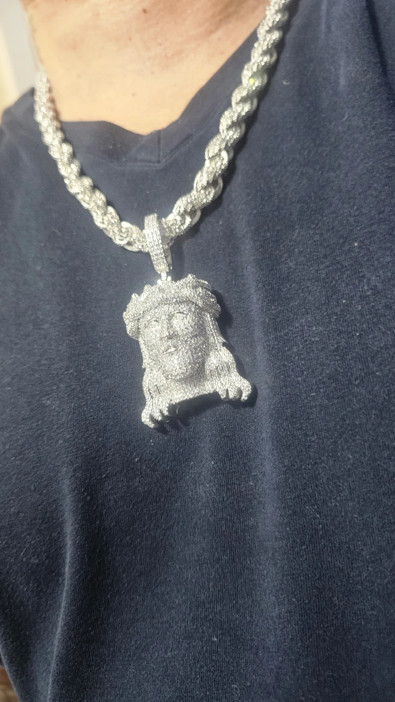 Jesus Piece Pendant with Rope Chain Necklace - photo 5