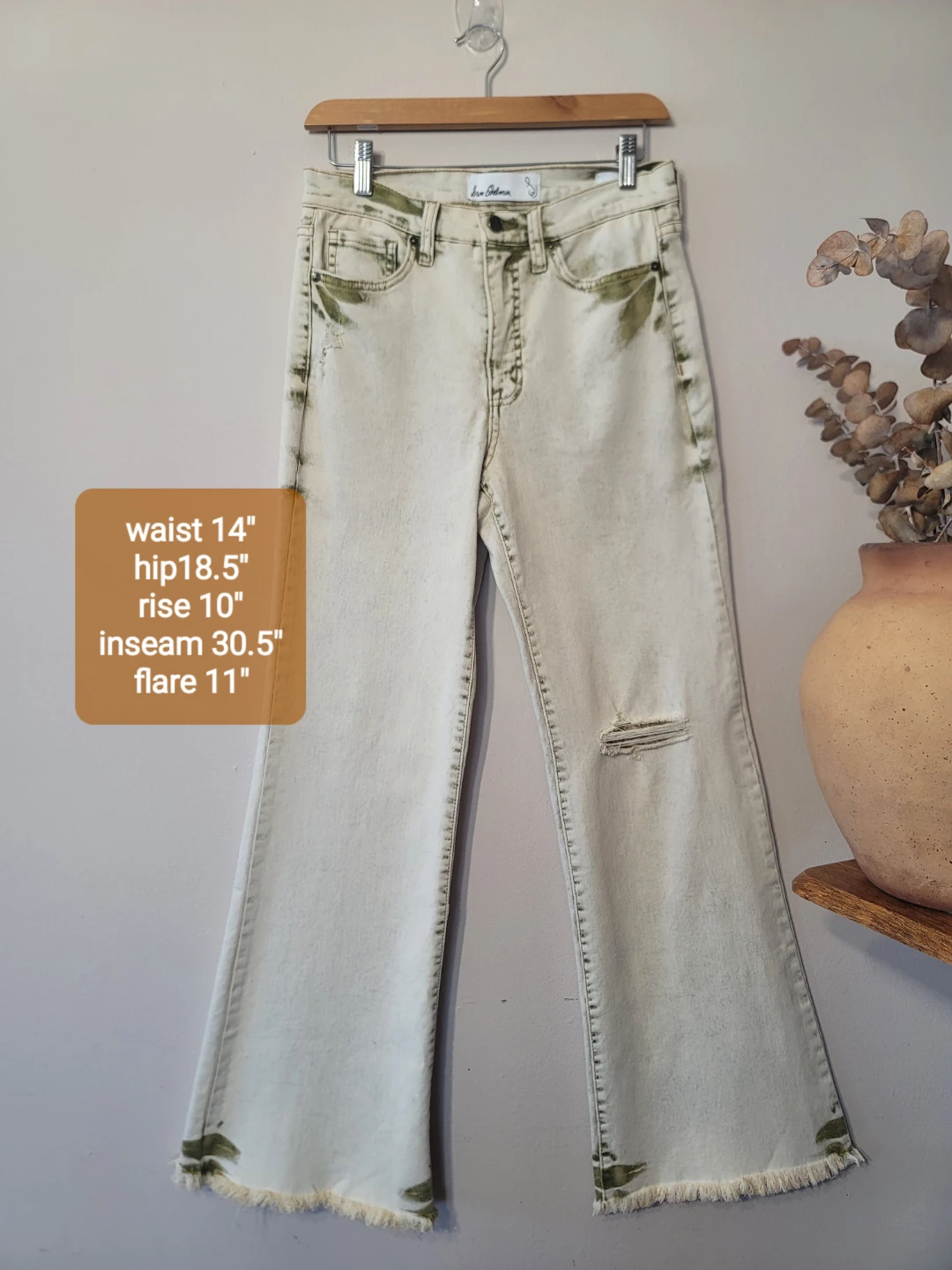 Sam Edelman Bay Flare Jeans Moss Sand Cotton Sz 28 Minimal - photo 3
