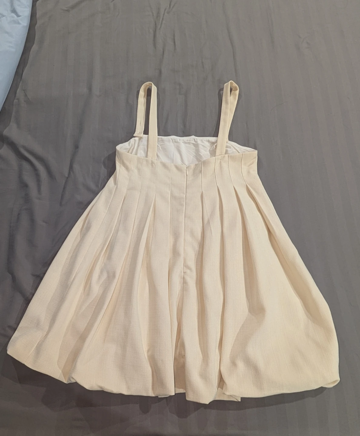 Cream Pleated Bubble Dress with Straps - photo 2
