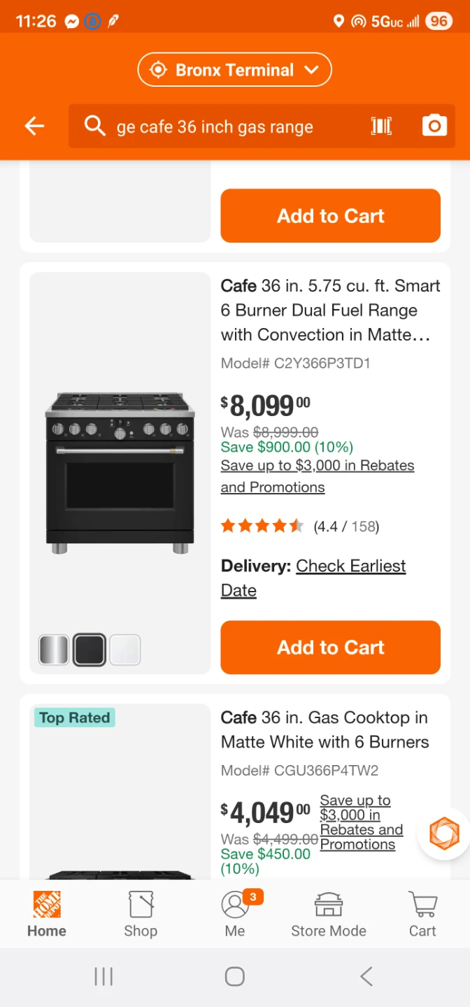 New in box GE Cafe Matte Black 36in gas stove