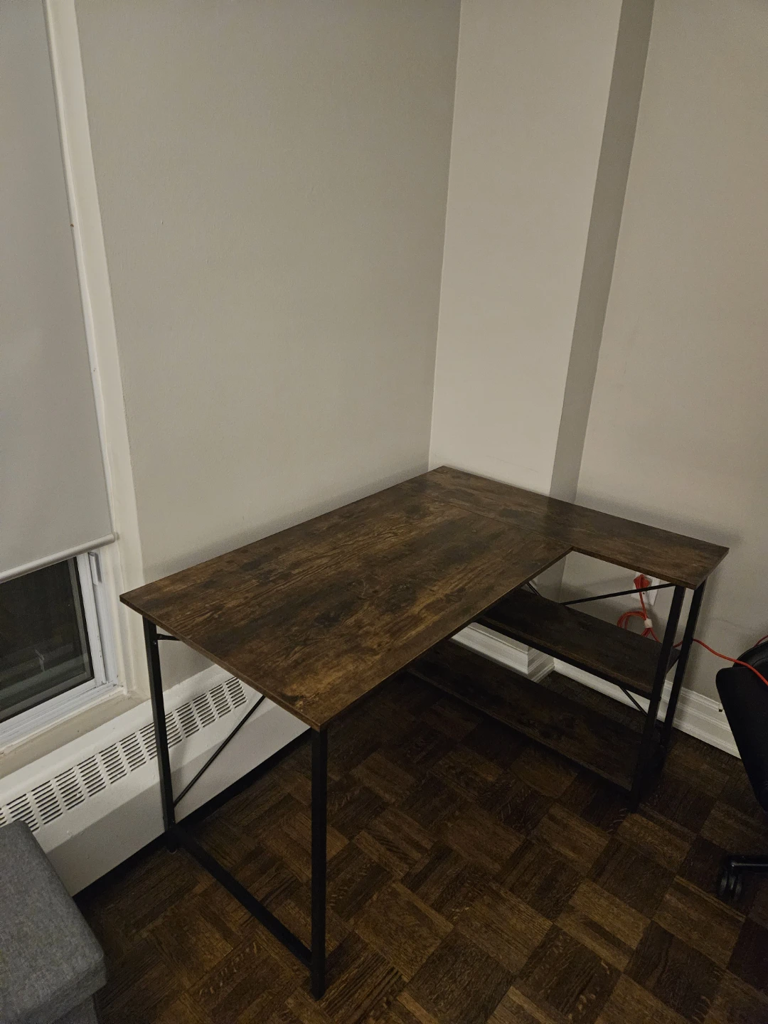 L-Shaped Corner Desk - Rustic Brown
