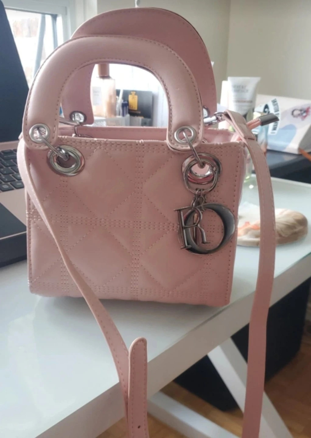 Pink Quilted Handbag with Chain Strap - photo 4