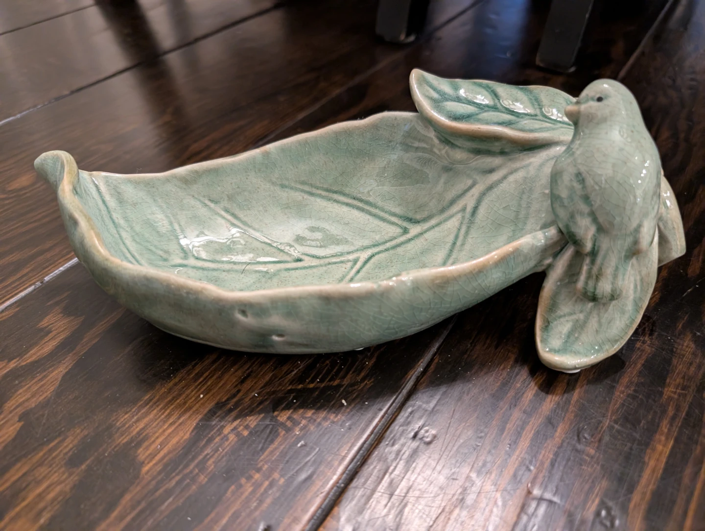 Ceramic Leaf and Bird Trinket Dish