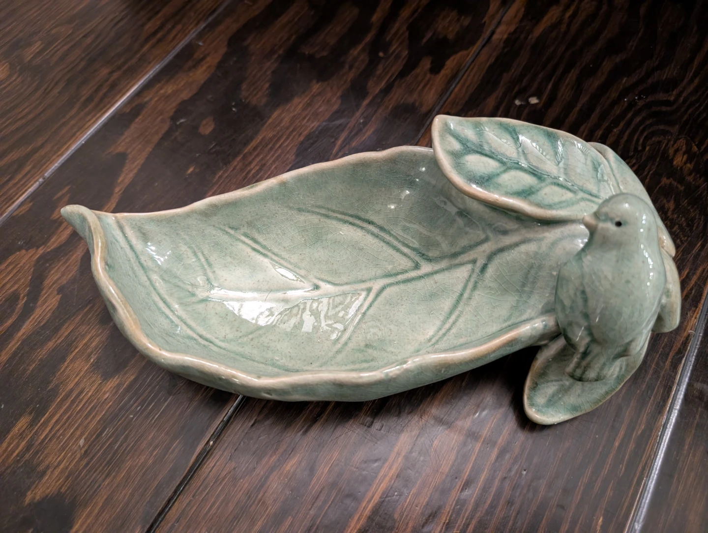 Ceramic Leaf and Bird Trinket Dish - photo 2
