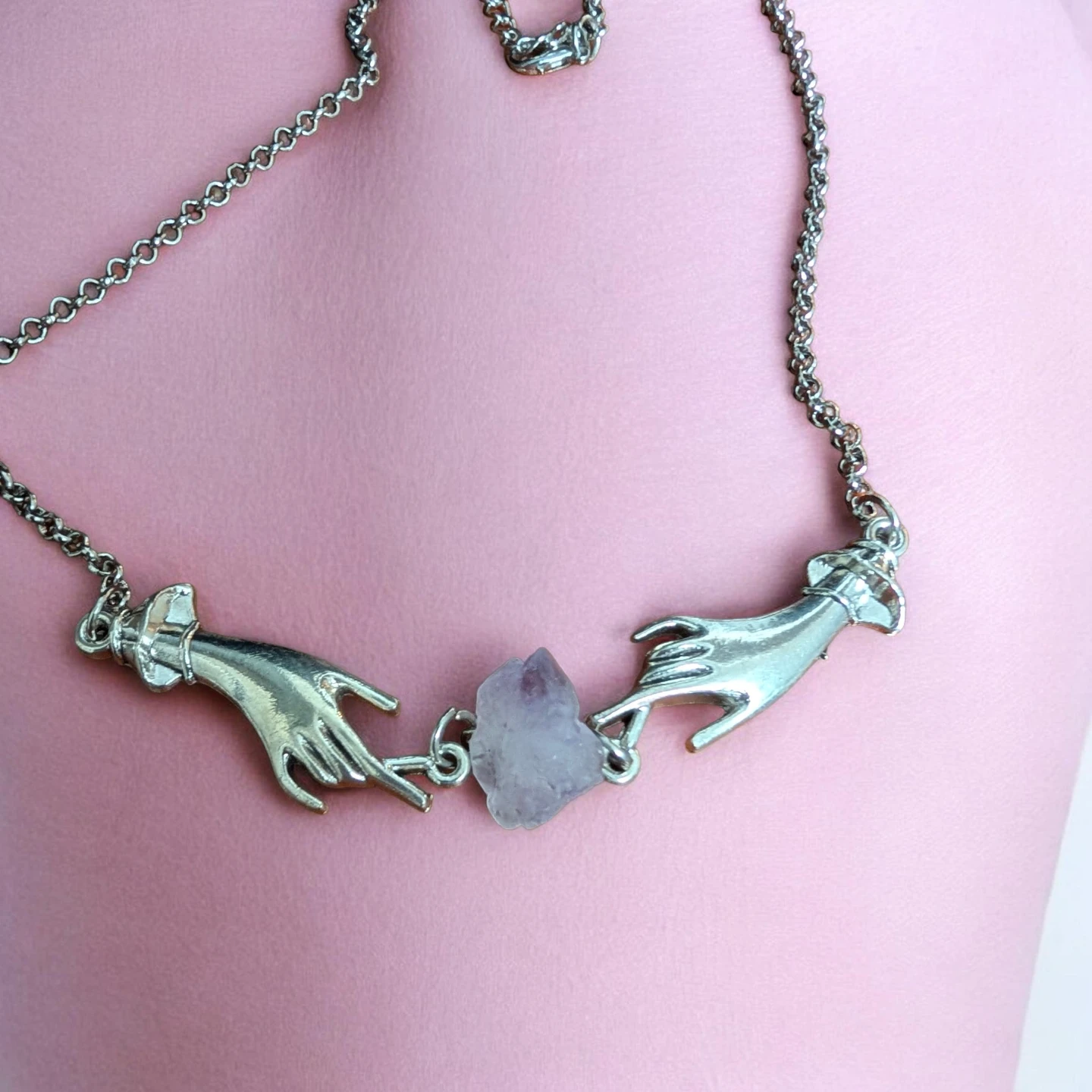 Hand Holding Crystal Pendant Necklace - photo 2