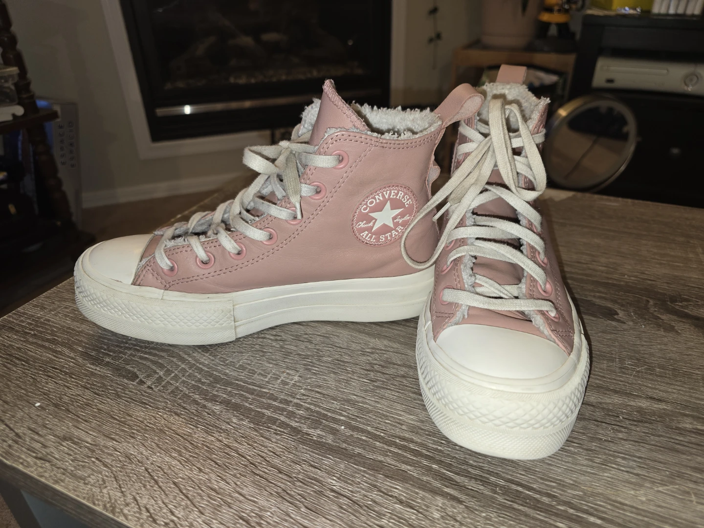 Converse All Star Pink Platform Leather Shoes 🥕