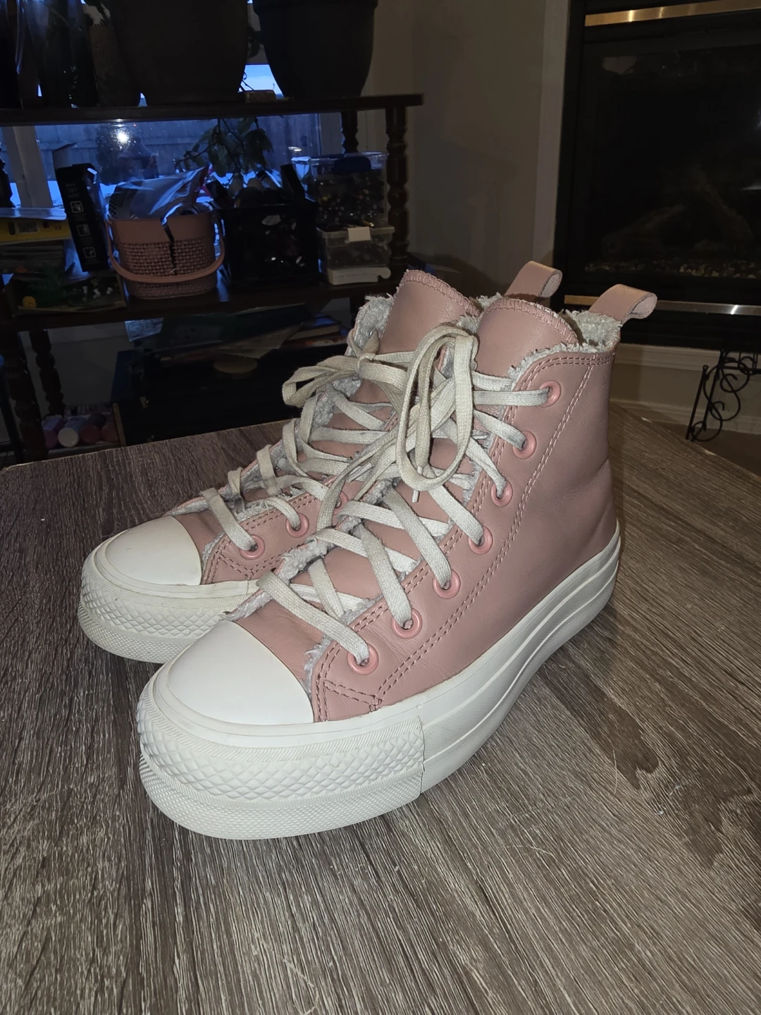 Converse All Star Pink Platform Leather Shoes 🥕 - photo 2