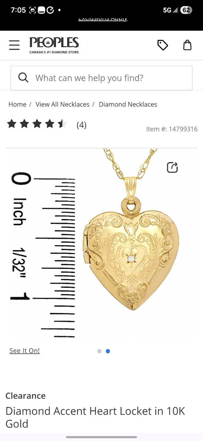 Peoples Diamond Accent Heart Locket Necklace in 10K Gold - photo 2