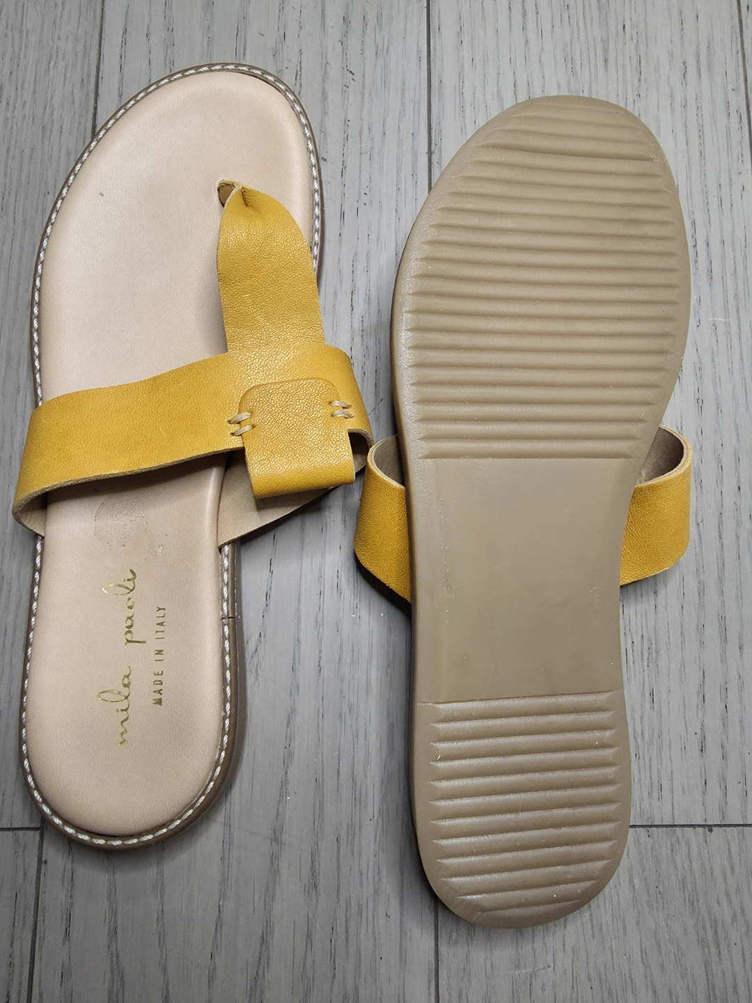 Mila Paoli Women's Yellow Leather Sandals Made in Italy - photo 2