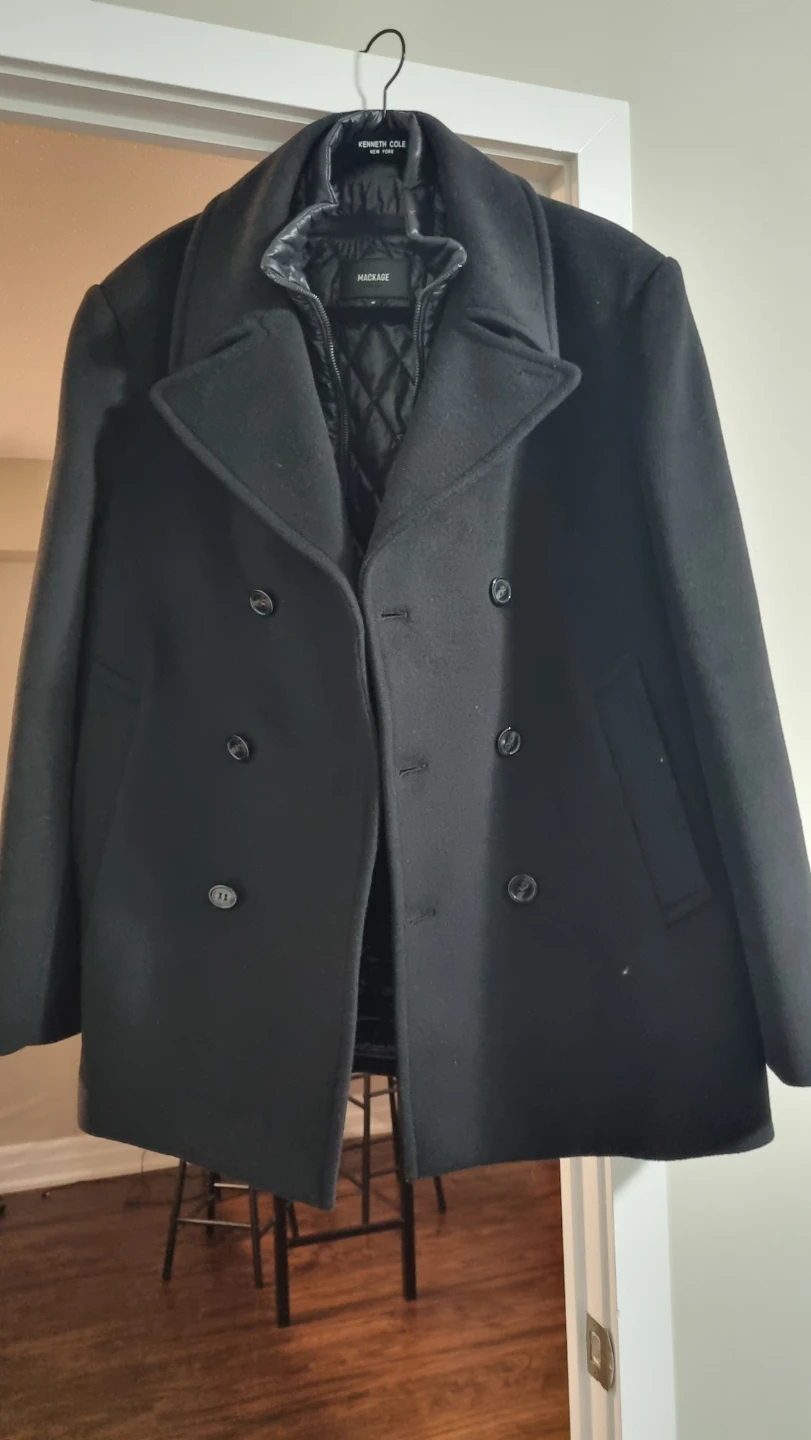 Mackage Wool Blend Peacoat with Quilted Liner - Size 44