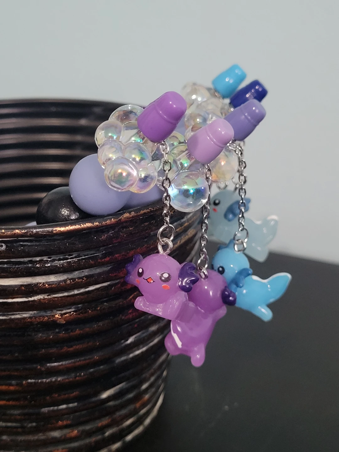 Handmade Cute Axolotl Charms Pens - Set of 5 - photo 2