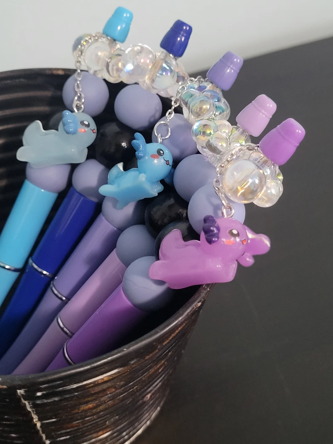 Handmade Cute Axolotl Charms Pens - Set of 5 - photo 3
