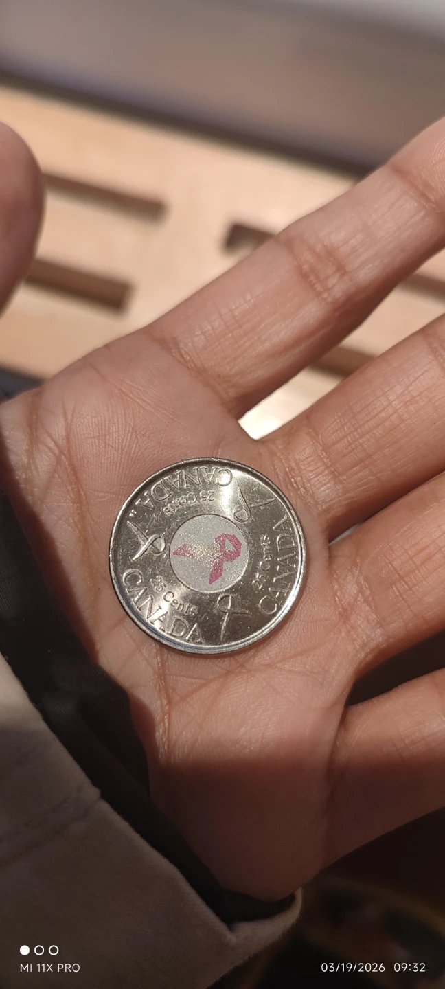 Canada 25 Cents Quarter - Pink Ribbon Design