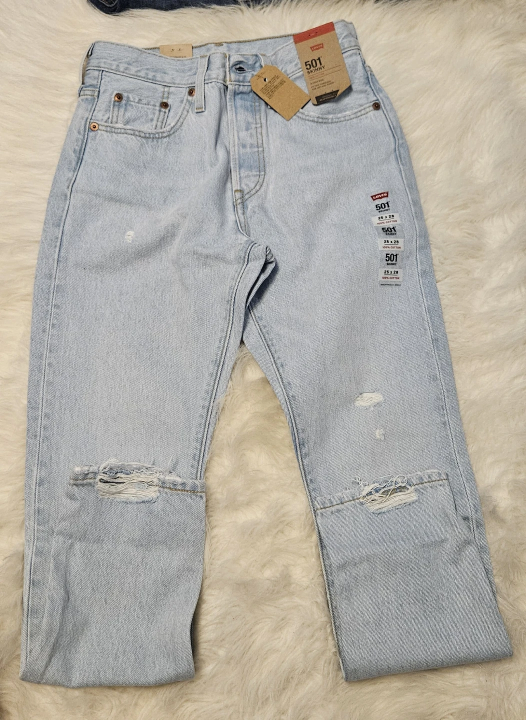 Levi's 501 Skinny Jeans Light Wash Size 25 x 28 - photo 2
