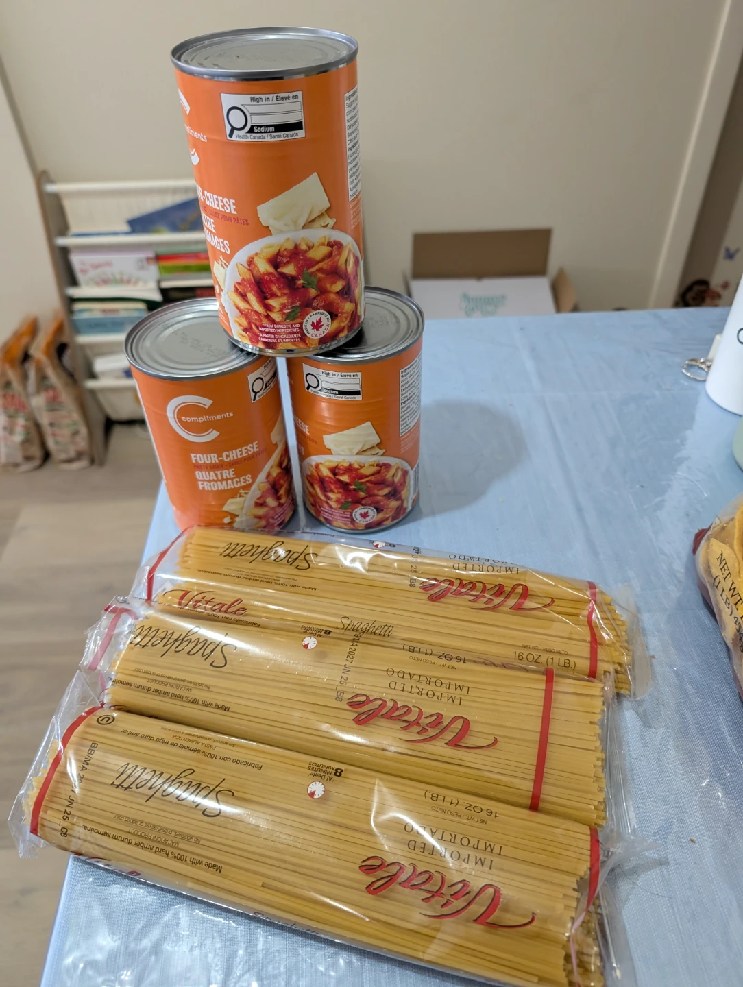 Compliments Four-Cheese Pasta 3 Cans & Vitale Spaghetti 3 Packs