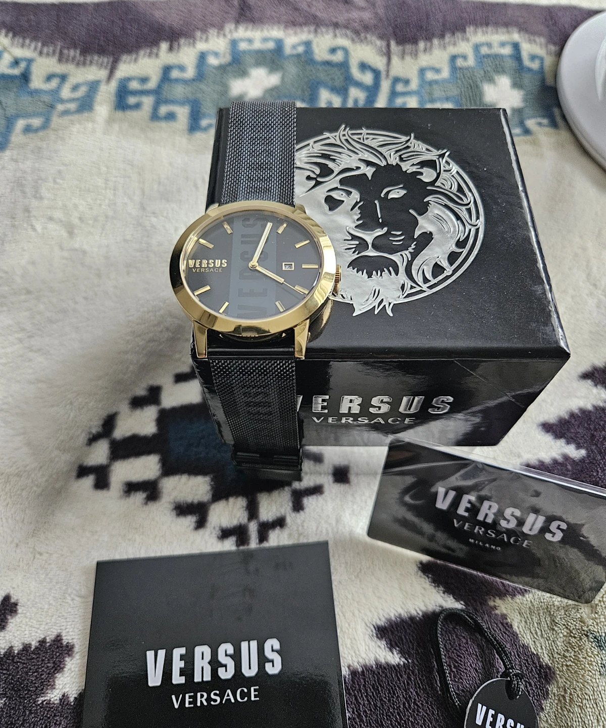 Versus Versace Gold Tone Stainless Steel Mesh Band Watch