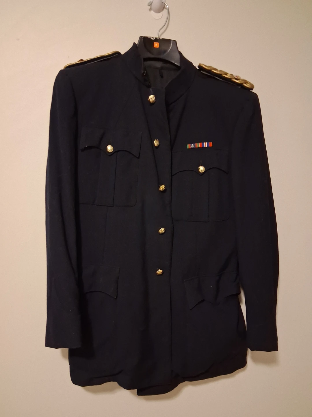 Ascot Clothes Men's Navy Blue Jacket with Epaulets and Ribbons