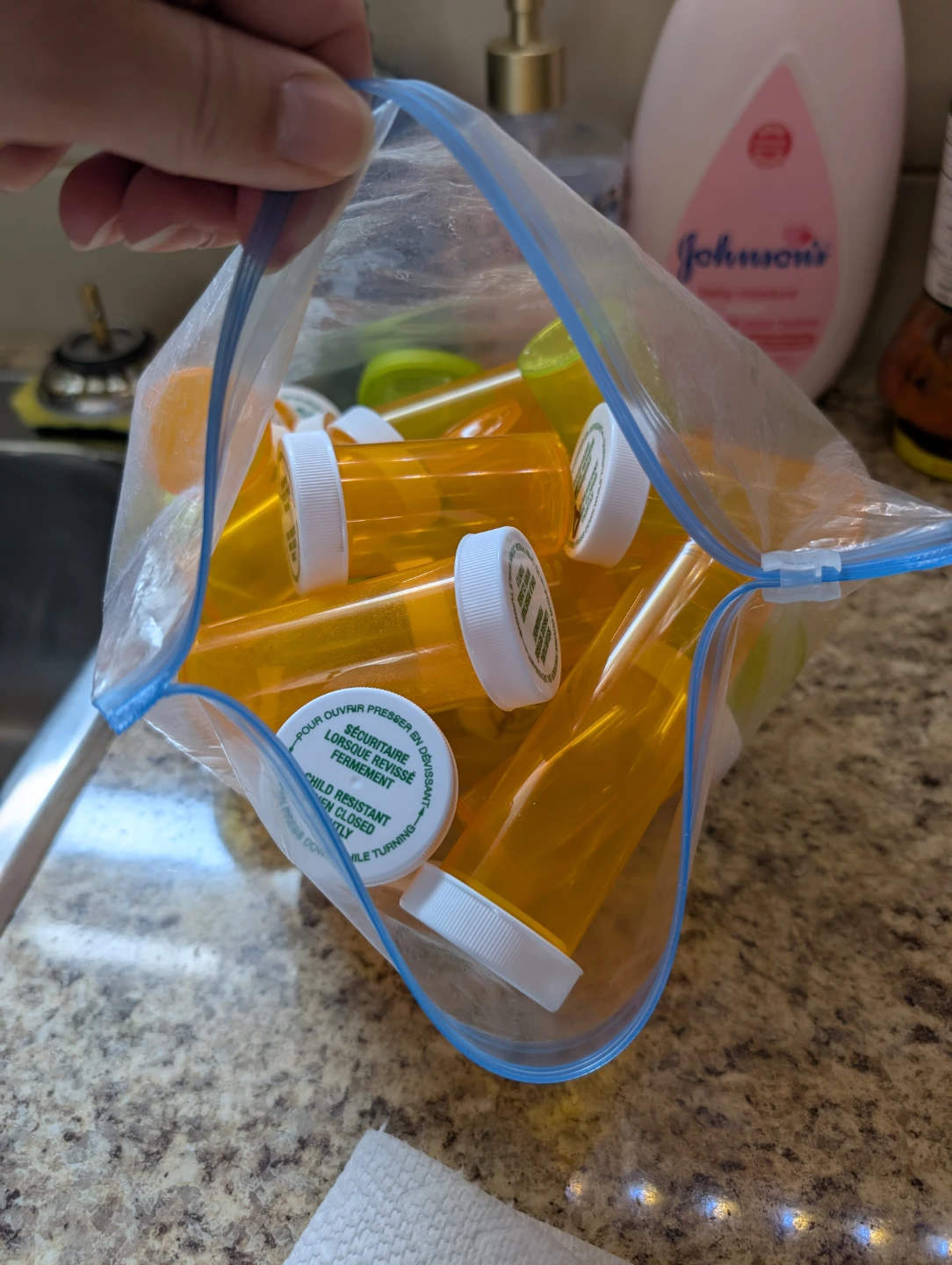 Empty Pill Bottles - Orange & Green (Approx. 20-25)