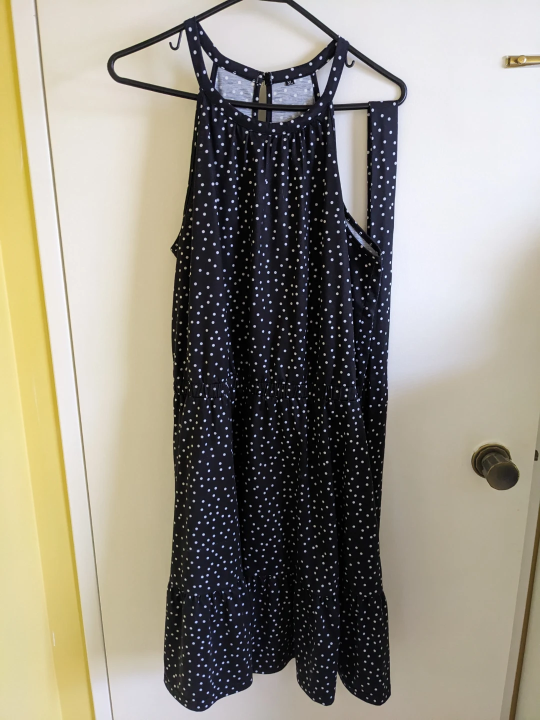 Black Polka Dot Halter Dress - Size XL - photo 2