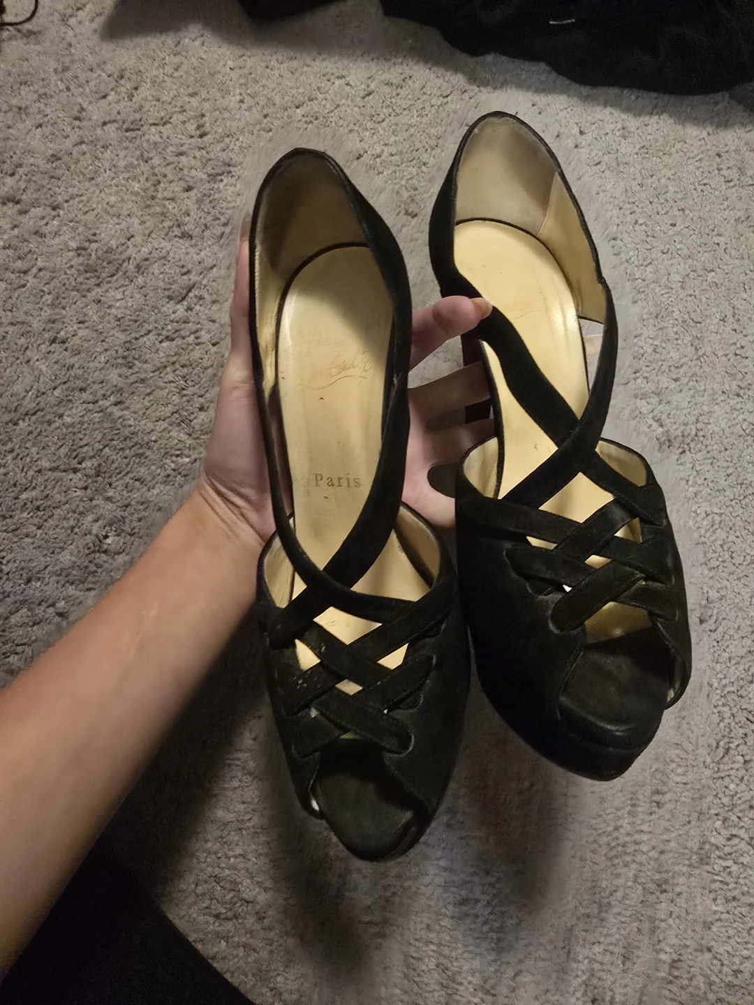 Christian Louboutin Black Suede Platform Heels Size 38.5 - photo 2