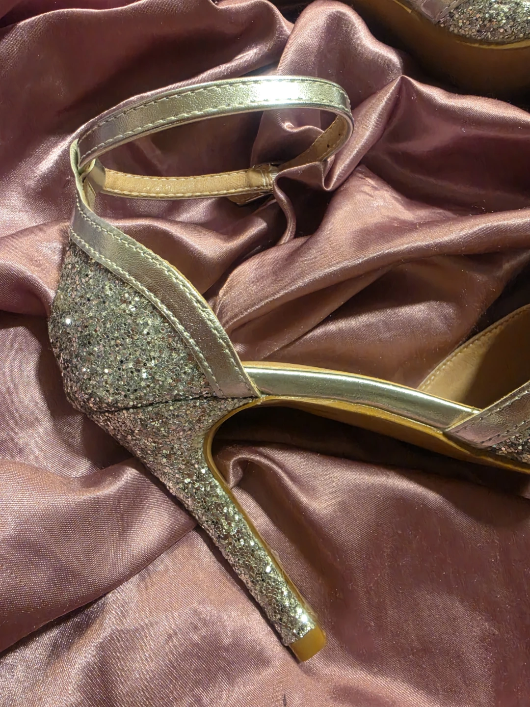 Silver Glitter Ankle Strap Heels - Size 37 - photo 2