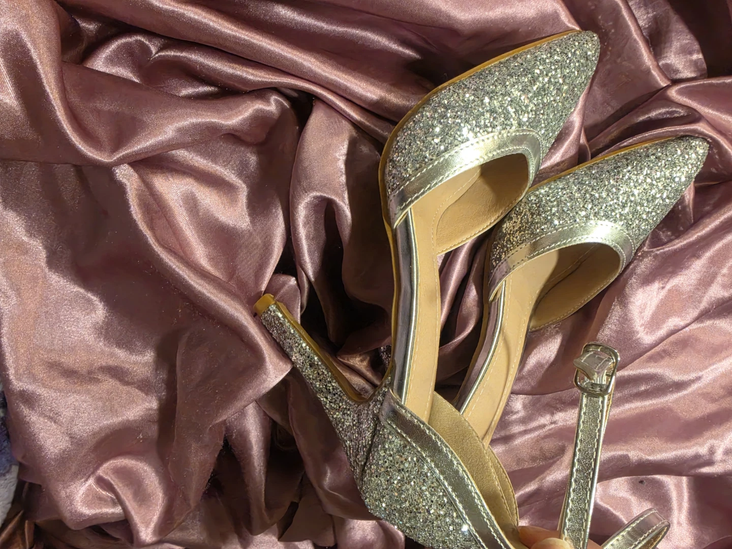 Silver Glitter Ankle Strap Heels - Size 37 - photo 4