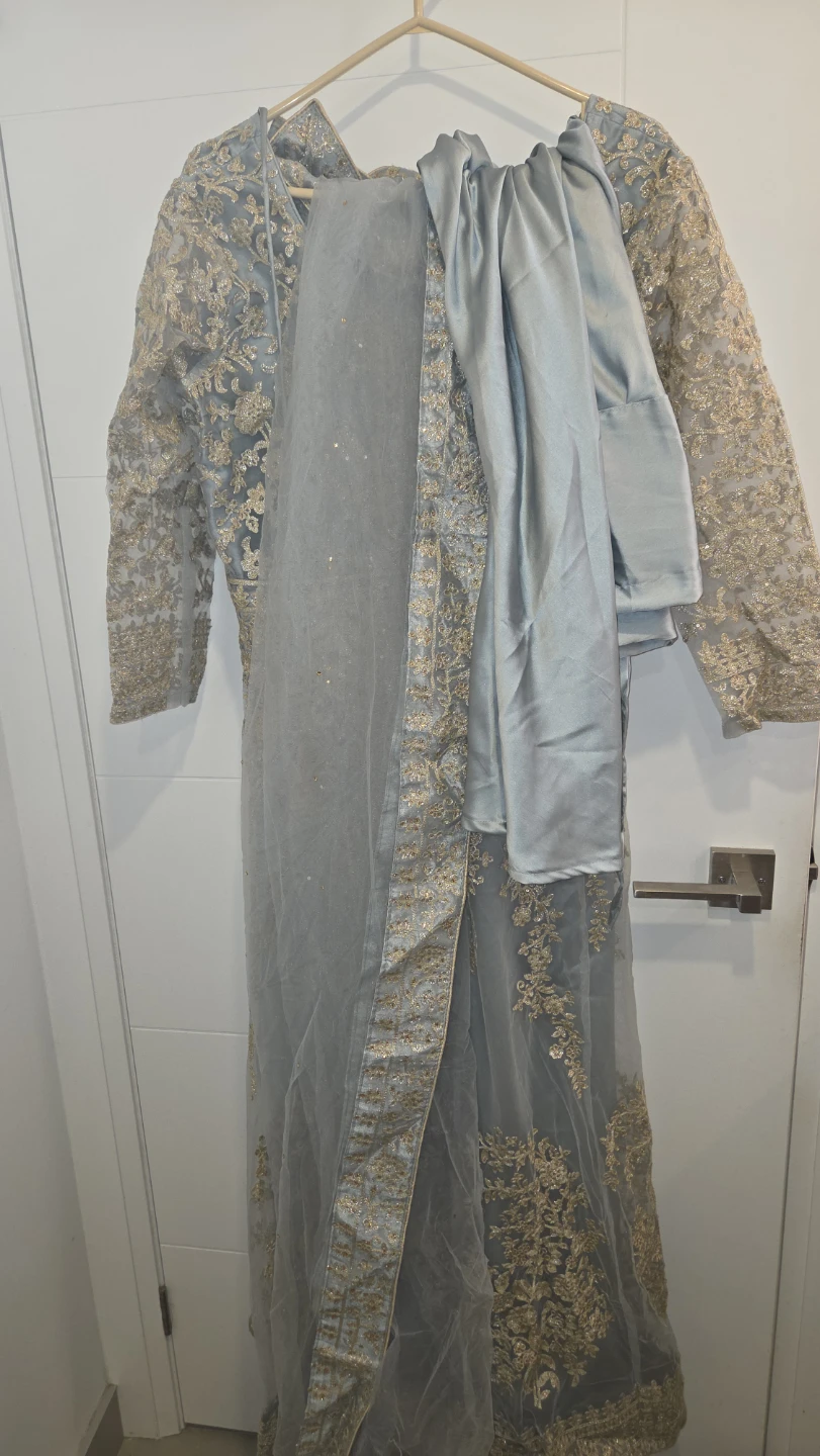 Grey and Gold Embroidered Salwar Kameez XL - photo 3