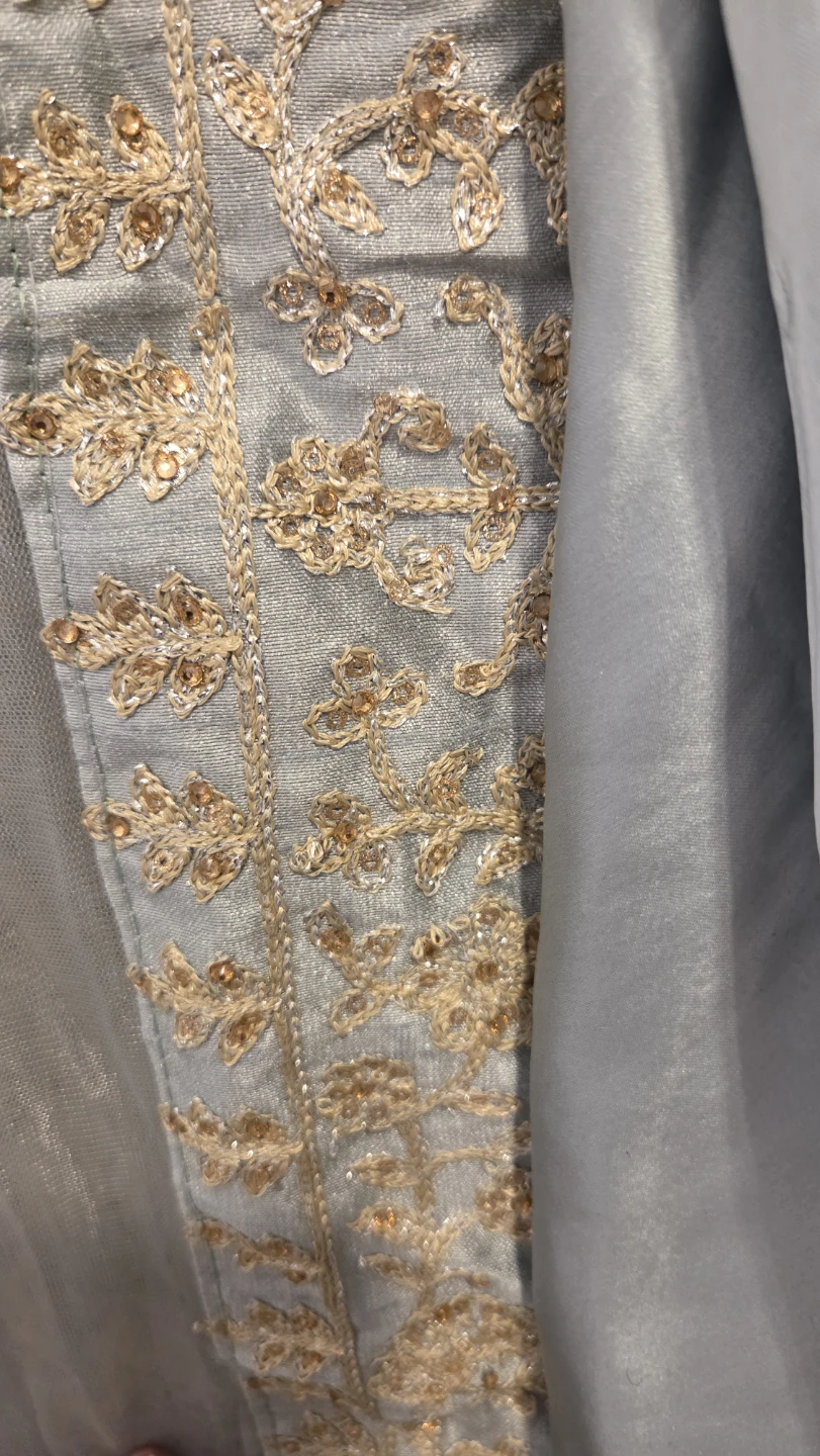 Grey and Gold Embroidered Salwar Kameez XL - photo 5