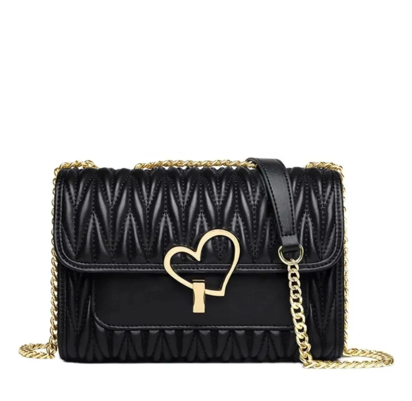 Women's Chain Bag with Heart Clasp - photo 4