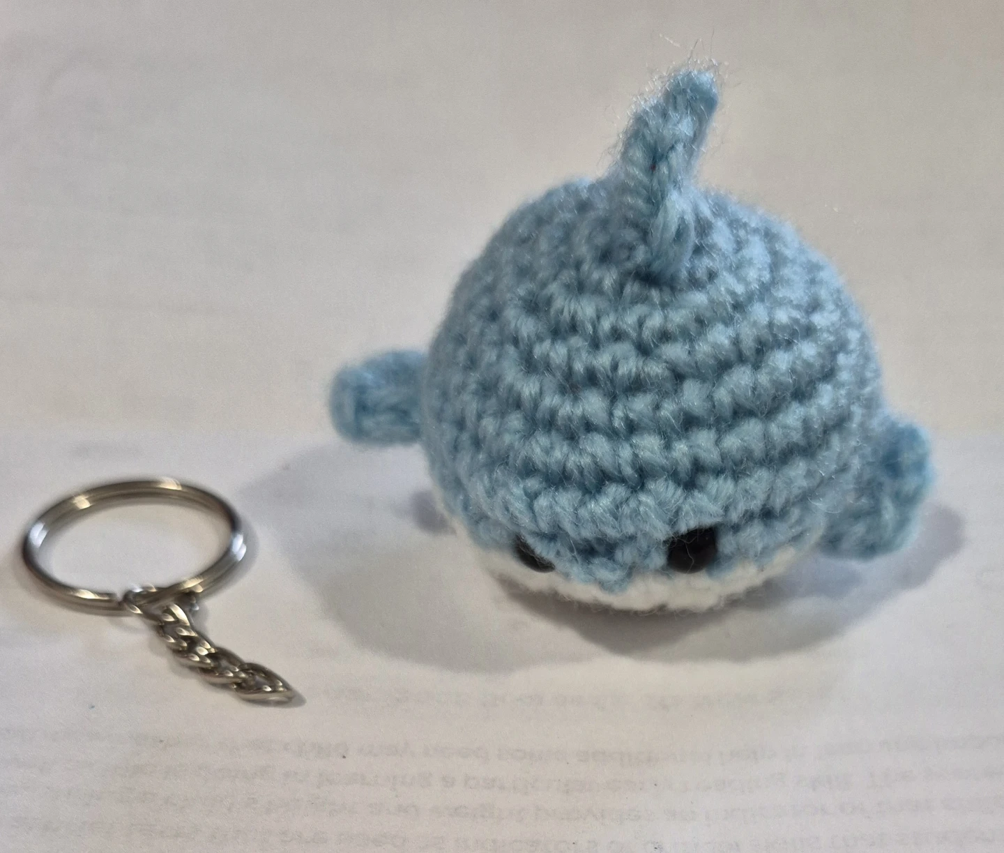 Crocheted Blue Shark Keychain